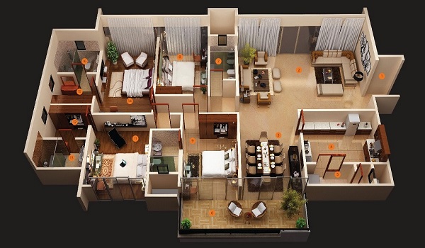 Nambiar District 25 3.5 BHK Apartment Floor Plan 